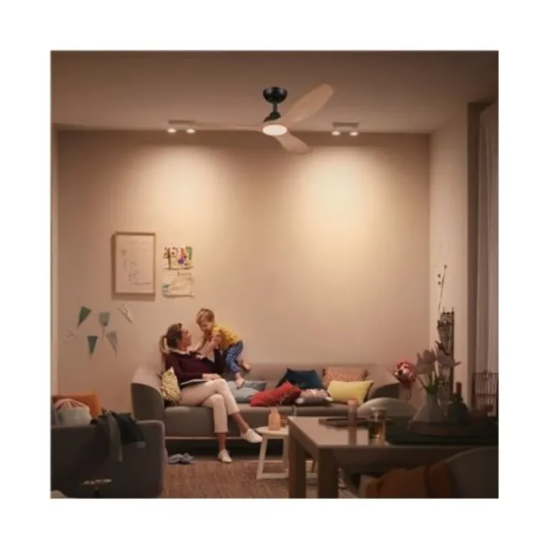 Ventilador Philips Luz Techo 132cm Negro/Madera