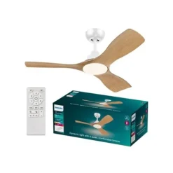 Ventilador Philips Luz Techo 132cm Blanco/Madera